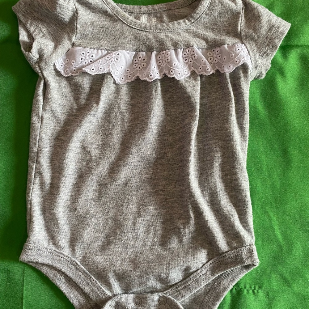 Gray Ruffled Kids One Piece